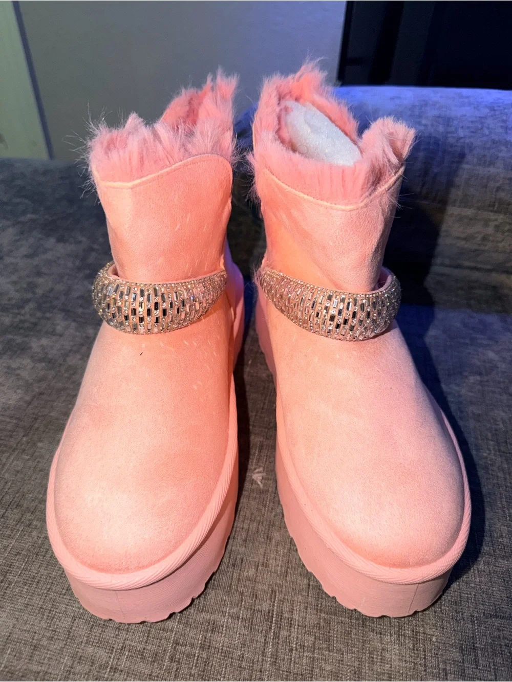 ROUCE Women’s Pink Faux Fur‎ Platform Winter Boots Size 40  us 9